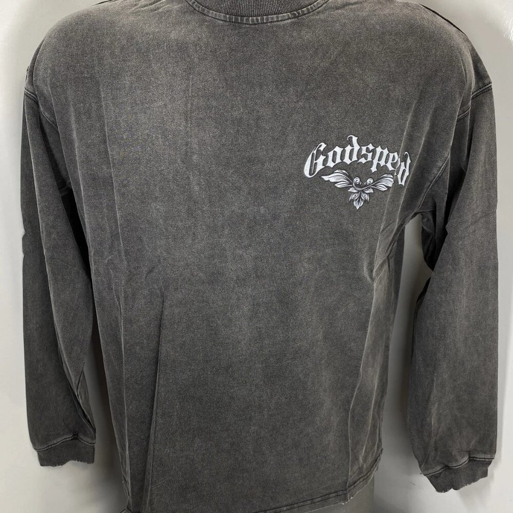 NEW GODSPEED NY Men’s Grail Skull Long Sleeve Graphic T-Shirt Size XS Dark Grey